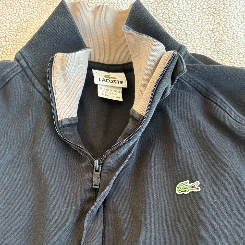 Lacoste Classic Black Quarter Zip Sweater - Picture 3 of 7